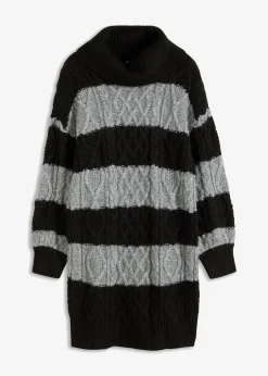 bonprix bonprix Vestido de punto a rayas negro-gris jaspeado con rayas Hot