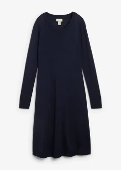 bonprix bonprix Vestido de punto acampanado Azul marino