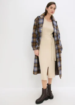 bonprix bonprix Vestido de punto acanalado de mezcla de viscosa fluida gris guijarro moteado Outlet