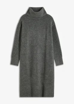 bonprix bonprix Vestido de punto con abertura Antracita jaspeado Discount