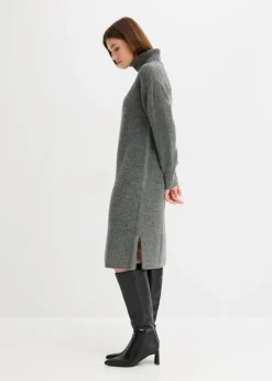 bonprix bonprix Vestido de punto con abertura Antracita jaspeado Discount