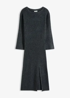 bonprix bonprix Vestido de punto con abertura Antracita jaspeado Best