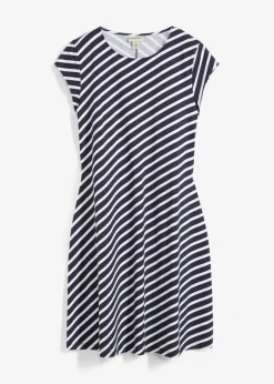 bonprix bonprix Vestido de punto con ajuste favorecedor azul marino-blanco con rayas Hot