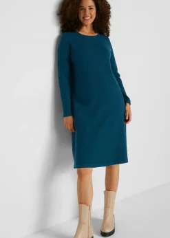 bonprix bonprix Vestido de punto con algodón reciclado Verde oscuro New