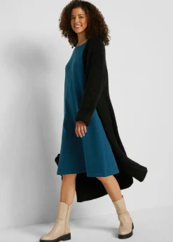 bonprix bonprix Vestido de punto con algodón reciclado Verde oscuro New