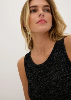 bonprix bonprix Vestido de punto con aspecto de ganchillo Negro-plata New