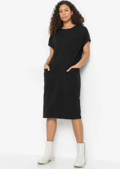 bonprix bonprix Vestido de punto con bolsillos Negro Outlet