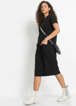 bonprix bonprix Vestido de punto con bolsillos Negro Outlet