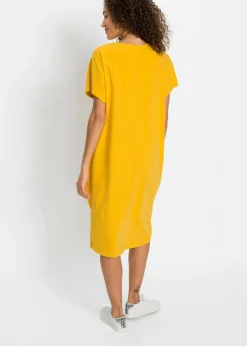 bonprix bonprix Vestido de punto con bolsillos Amarillo azafrán Clearance