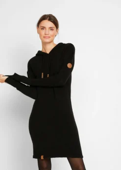 bonprix bonprix Vestido de punto con capucha Negro Sale