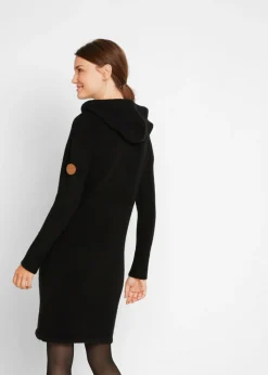 bonprix bonprix Vestido de punto con capucha Negro Sale