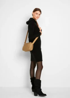 bonprix bonprix Vestido de punto con capucha Negro Sale