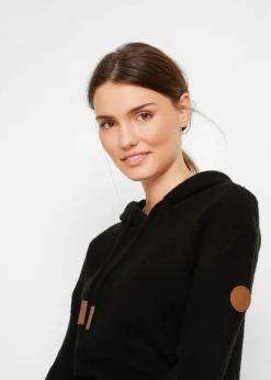 bonprix bonprix Vestido de punto con capucha Negro Sale