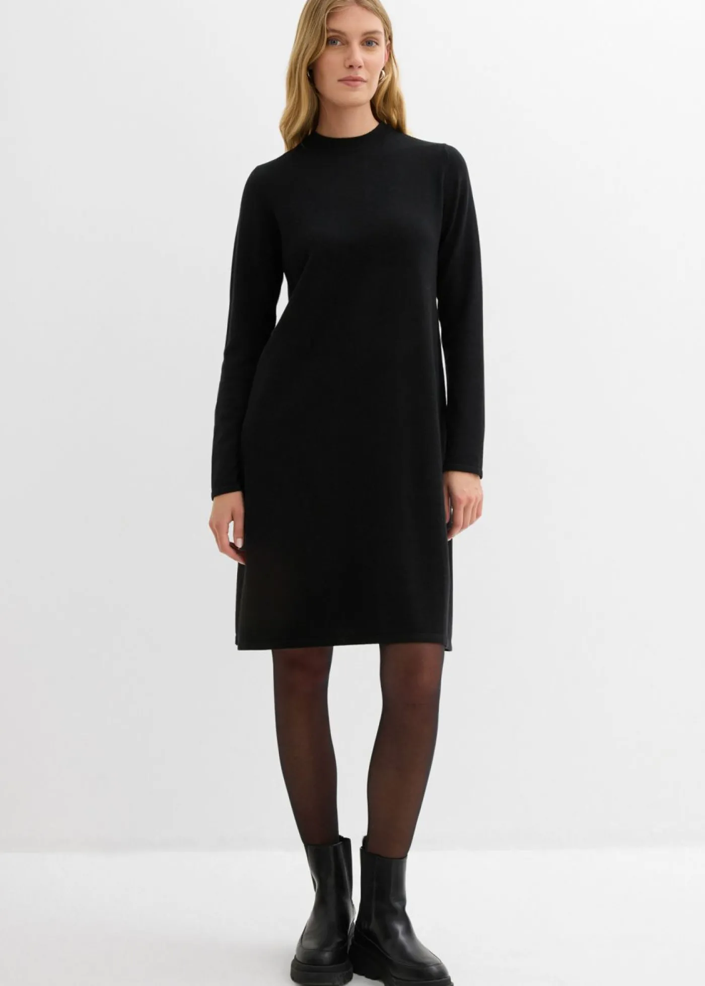 bonprix bonprix Vestido de punto con corte en A Negro New