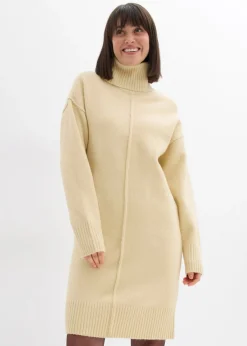 bonprix bonprix Vestido de punto con costura decorativa arena claro moteado