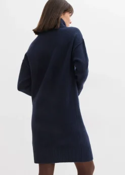 bonprix bonprix Vestido de punto con costura decorativa azul marino moteado New