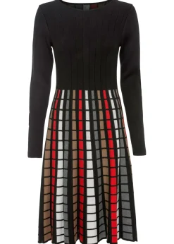 bonprix bonprix Vestido de punto con cuadros Negro-rojo-marrón-blanco lana de cuadros Discount