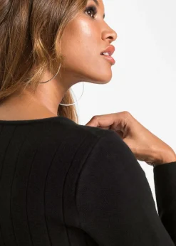 bonprix bonprix Vestido de punto con cuadros Negro-rojo-marrón-blanco lana de cuadros Discount