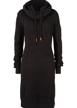 bonprix bonprix Vestido de punto con cuello tipo chal Negro Hot