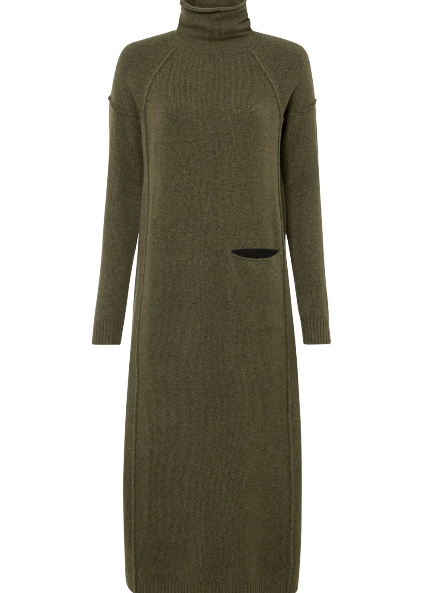 bonprix bonprix Vestido de punto con cuello vuelto oliva moteado New