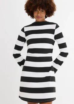 bonprix bonprix Vestido de punto con cuello alto Negro-blanco con rayas Best