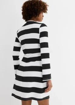 bonprix bonprix Vestido de punto con cuello alto Negro-blanco con rayas Best