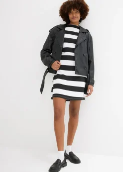 bonprix bonprix Vestido de punto con cuello alto Negro-blanco con rayas Best