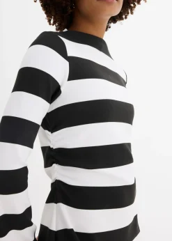 bonprix bonprix Vestido de punto con cuello alto Negro-blanco con rayas Best