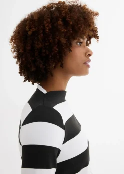 bonprix bonprix Vestido de punto con cuello alto Negro-blanco con rayas Best