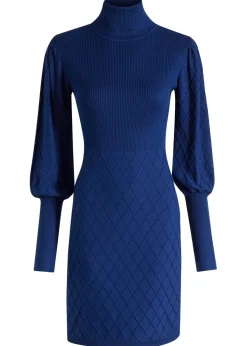 bonprix bonprix Vestido de punto con cuello vuelto Azul oxford Discount