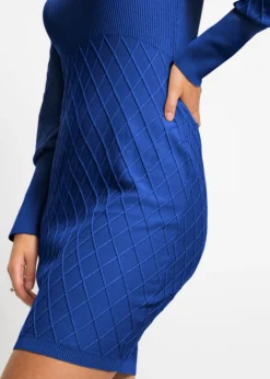 bonprix bonprix Vestido de punto con cuello vuelto Azul oxford Discount