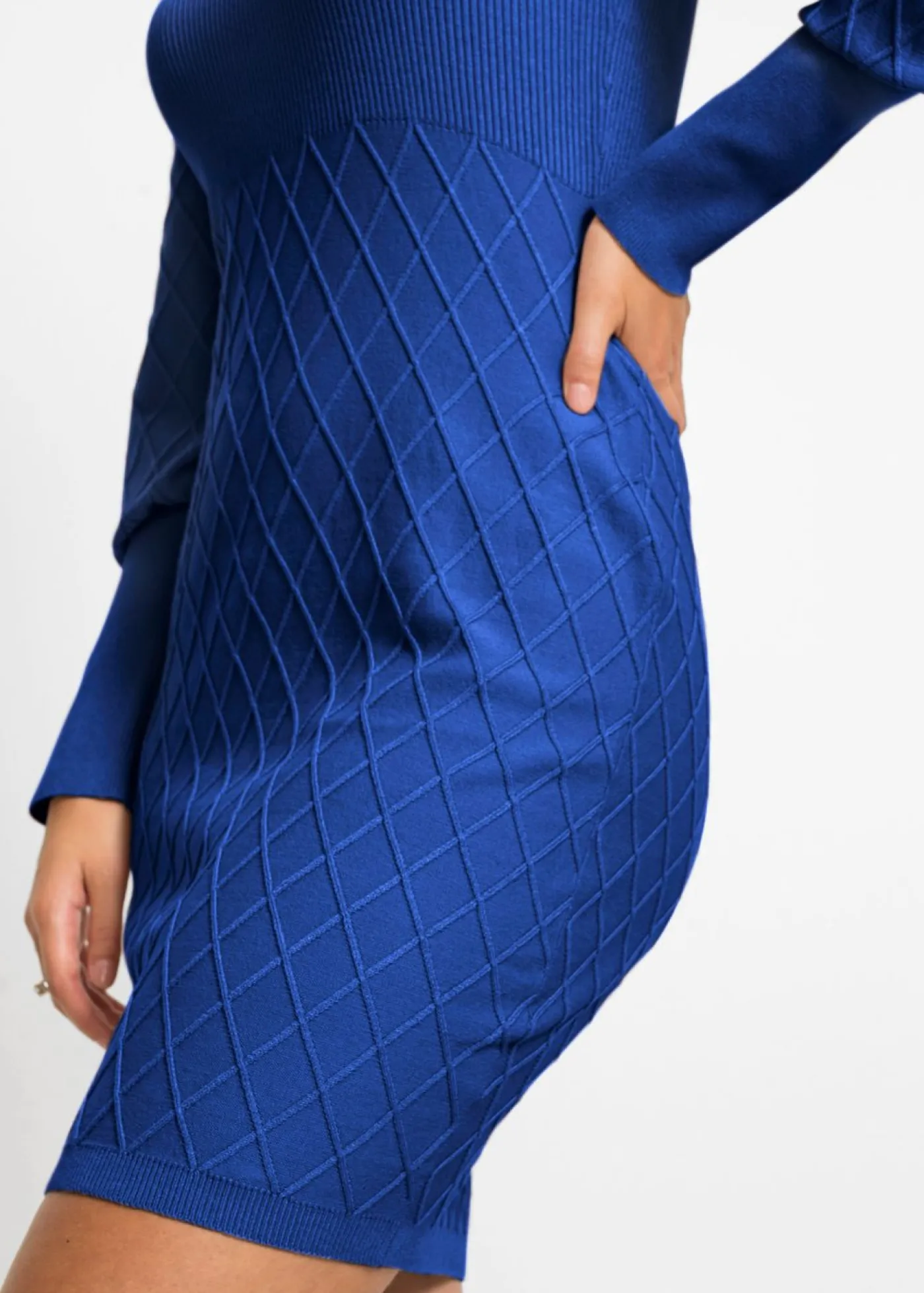 bonprix bonprix Vestido de punto con cuello vuelto Azul oxford Discount
