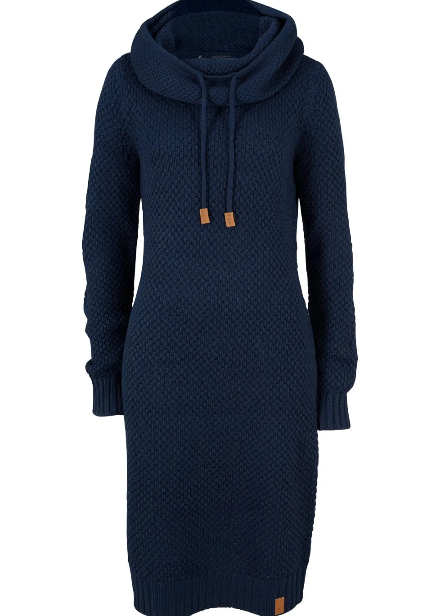 bonprix bonprix Vestido de punto con cuello tipo chal Azul oscuro Clearance