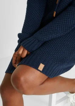 bonprix bonprix Vestido de punto con cuello tipo chal Azul oscuro Clearance