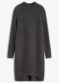 bonprix bonprix Vestido de punto con dobladillo asimétrico Antracita jaspeado Sale