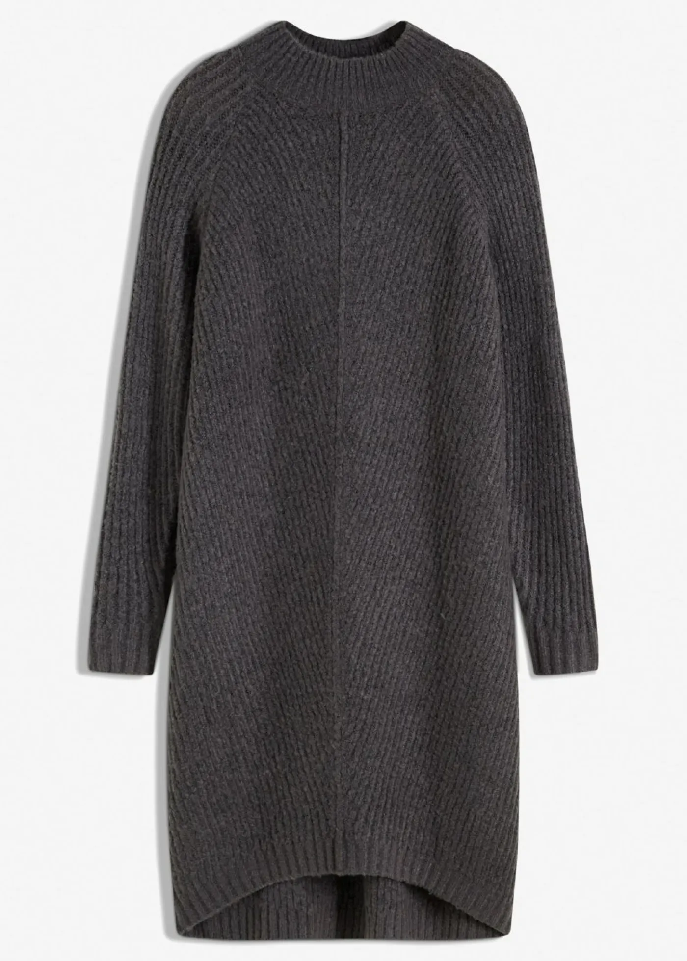 bonprix bonprix Vestido de punto con dobladillo asimétrico Antracita jaspeado Sale