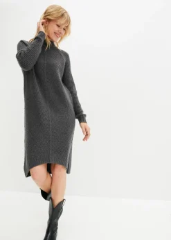 bonprix bonprix Vestido de punto con dobladillo asimétrico Antracita jaspeado Sale