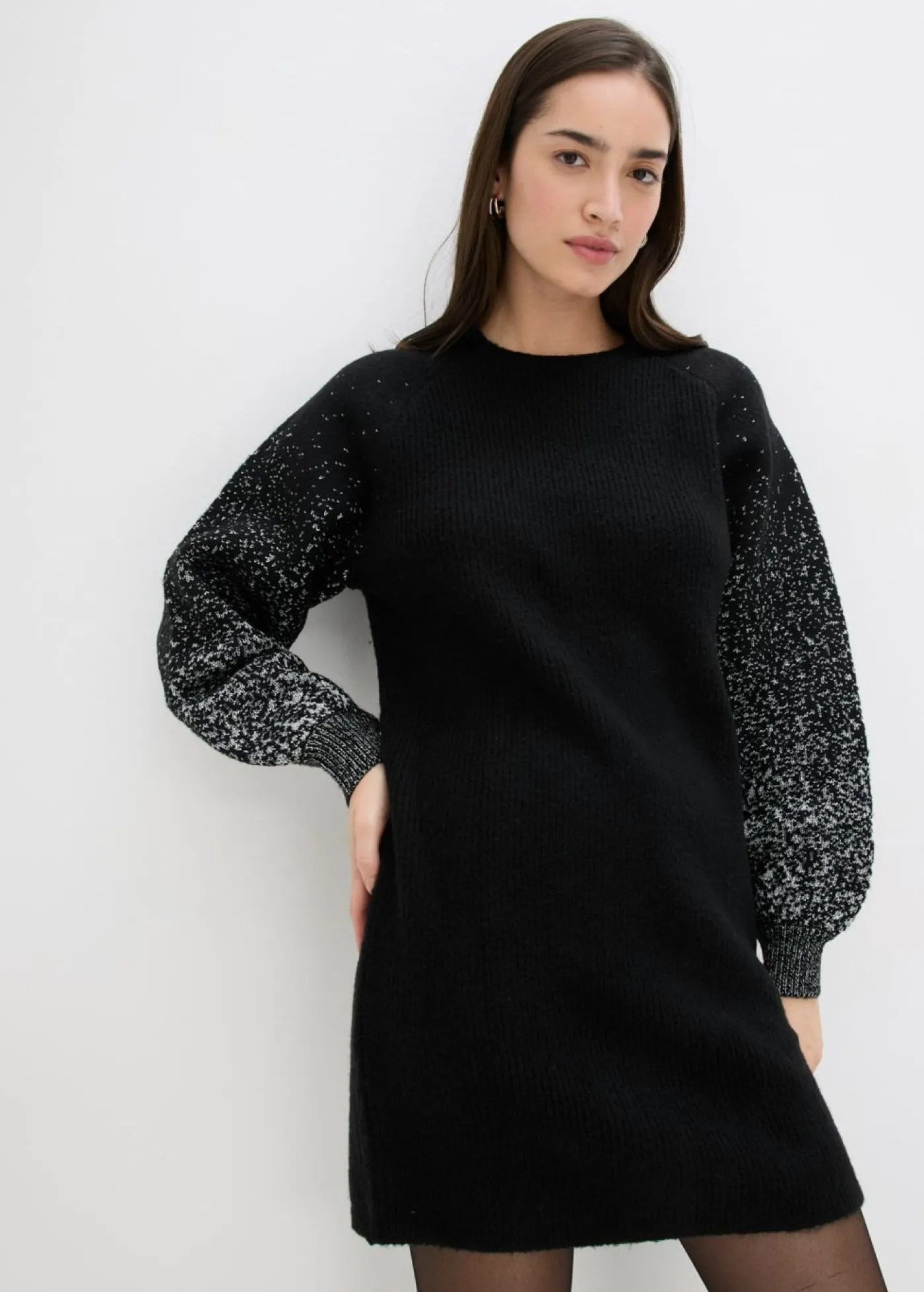 bonprix bonprix Vestido de punto con efecto brillante Negro-plata Best