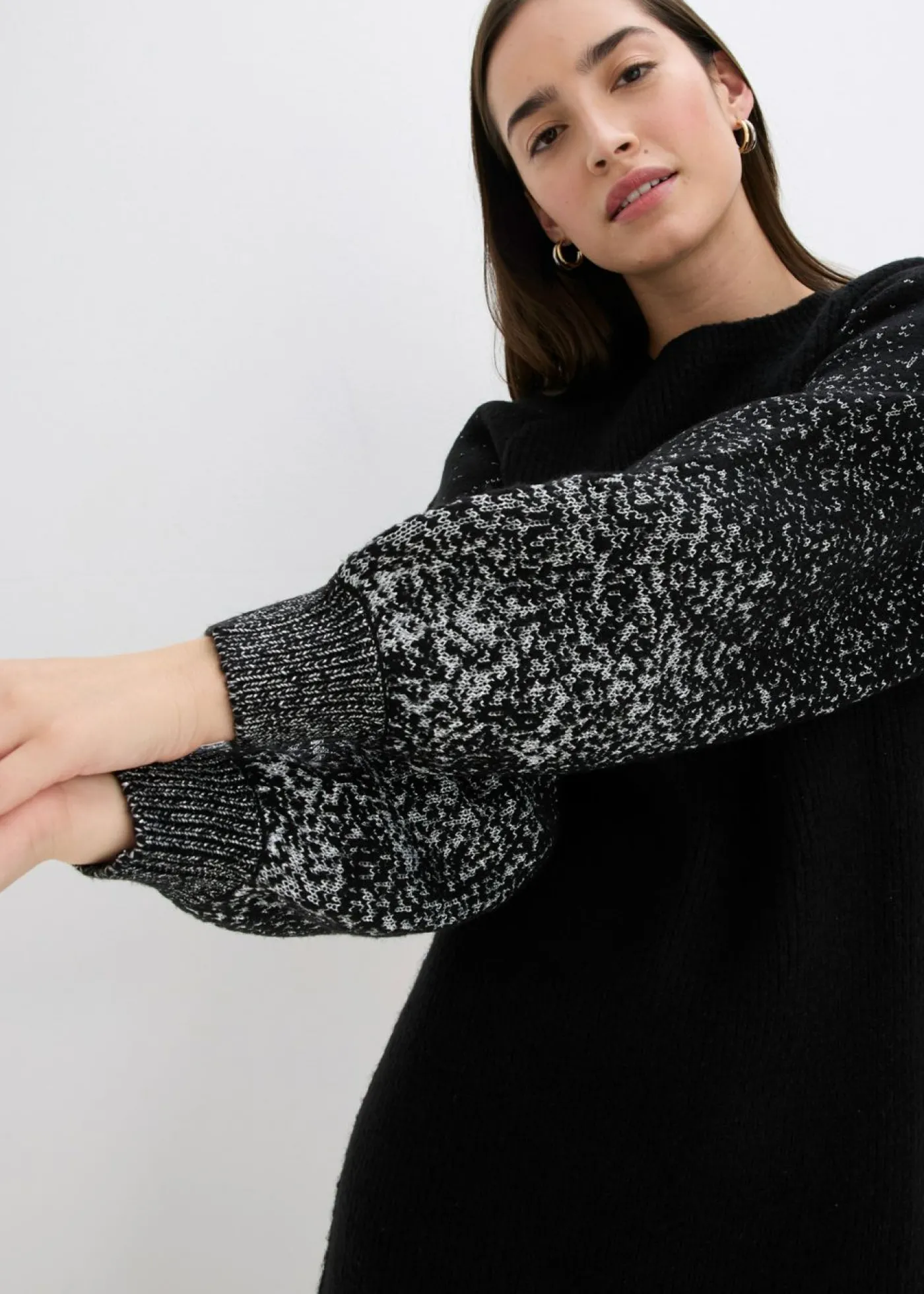 bonprix bonprix Vestido de punto con efecto brillante Negro-plata Best