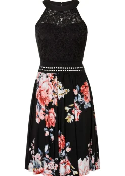 bonprix bonprix Vestido de punto con encaje negro/rosa pálido con flores Best
