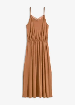bonprix bonprix Vestido de punto con encaje Marrón castaño Sale