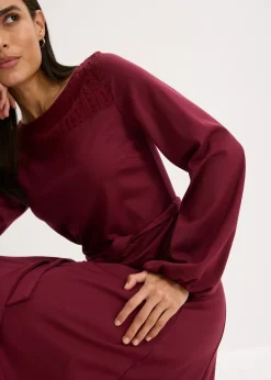 bonprix bonprix Vestido de punto con encaje rojo avellana Outlet