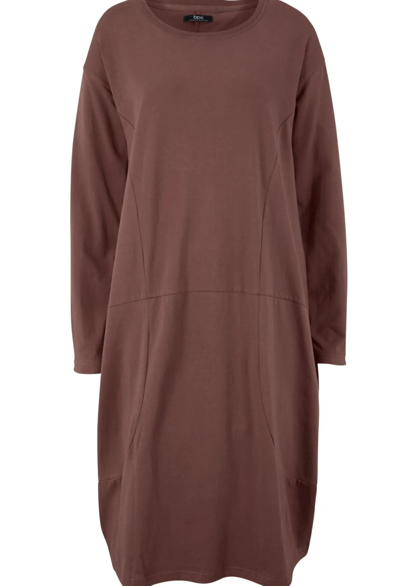 bonprix bonprix Vestido de punto con forma en O Marrón tierra Discount