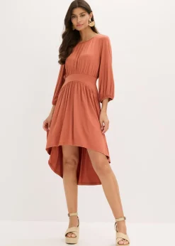 bonprix bonprix Vestido de punto con fruncidos Coñac Hot