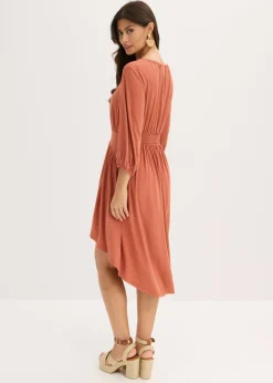 bonprix bonprix Vestido de punto con fruncidos Coñac Hot