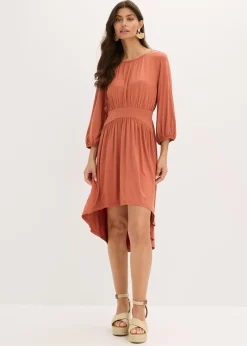 bonprix bonprix Vestido de punto con fruncidos Coñac Hot