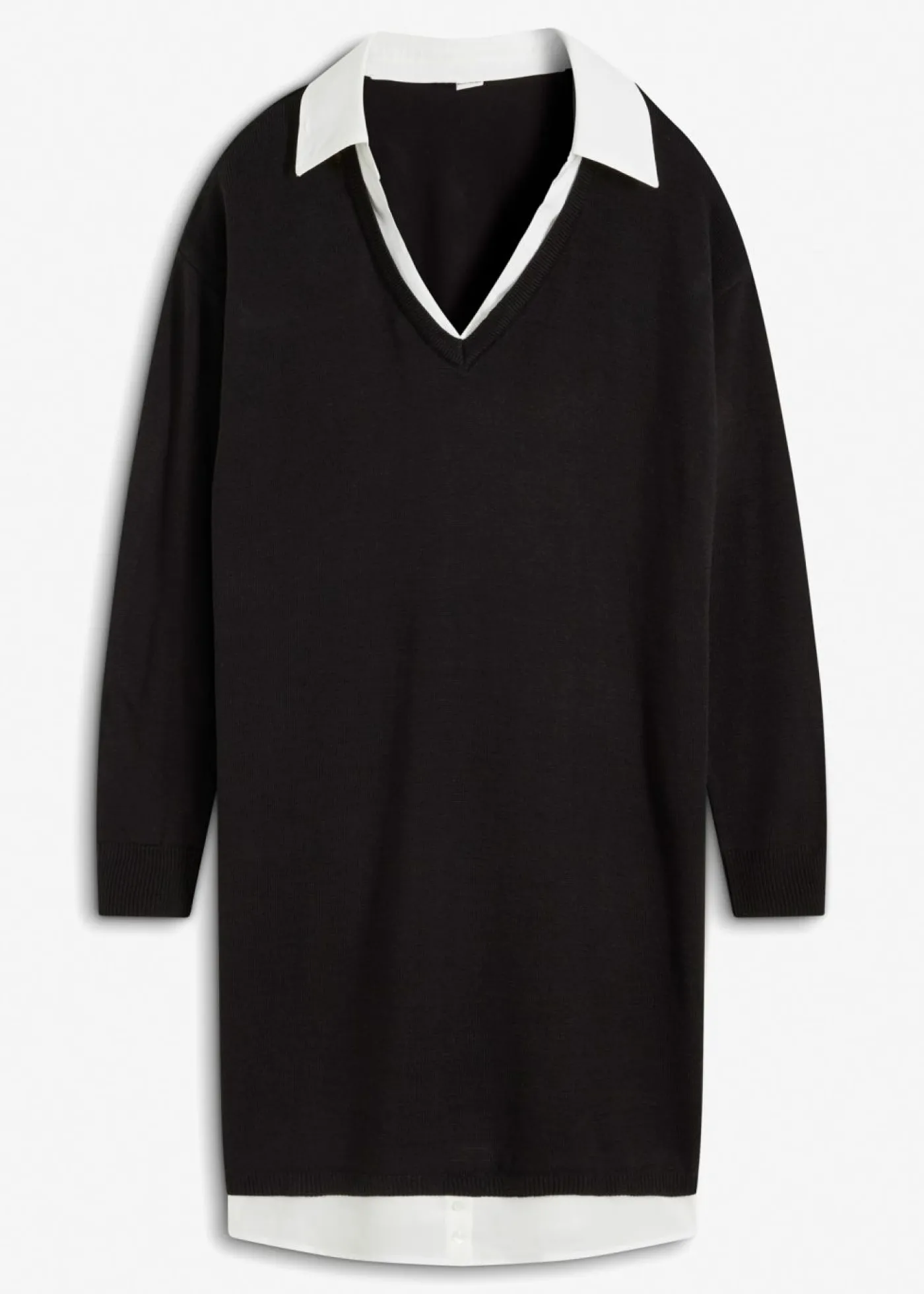 bonprix bonprix Vestido de punto con inserto de blusa Negro Discount