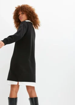 bonprix bonprix Vestido de punto con inserto de blusa Negro Discount