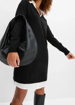 bonprix bonprix Vestido de punto con inserto de blusa Negro Discount