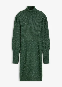 bonprix bonprix Vestido de punto con lentejuelas Verde oscuro Best